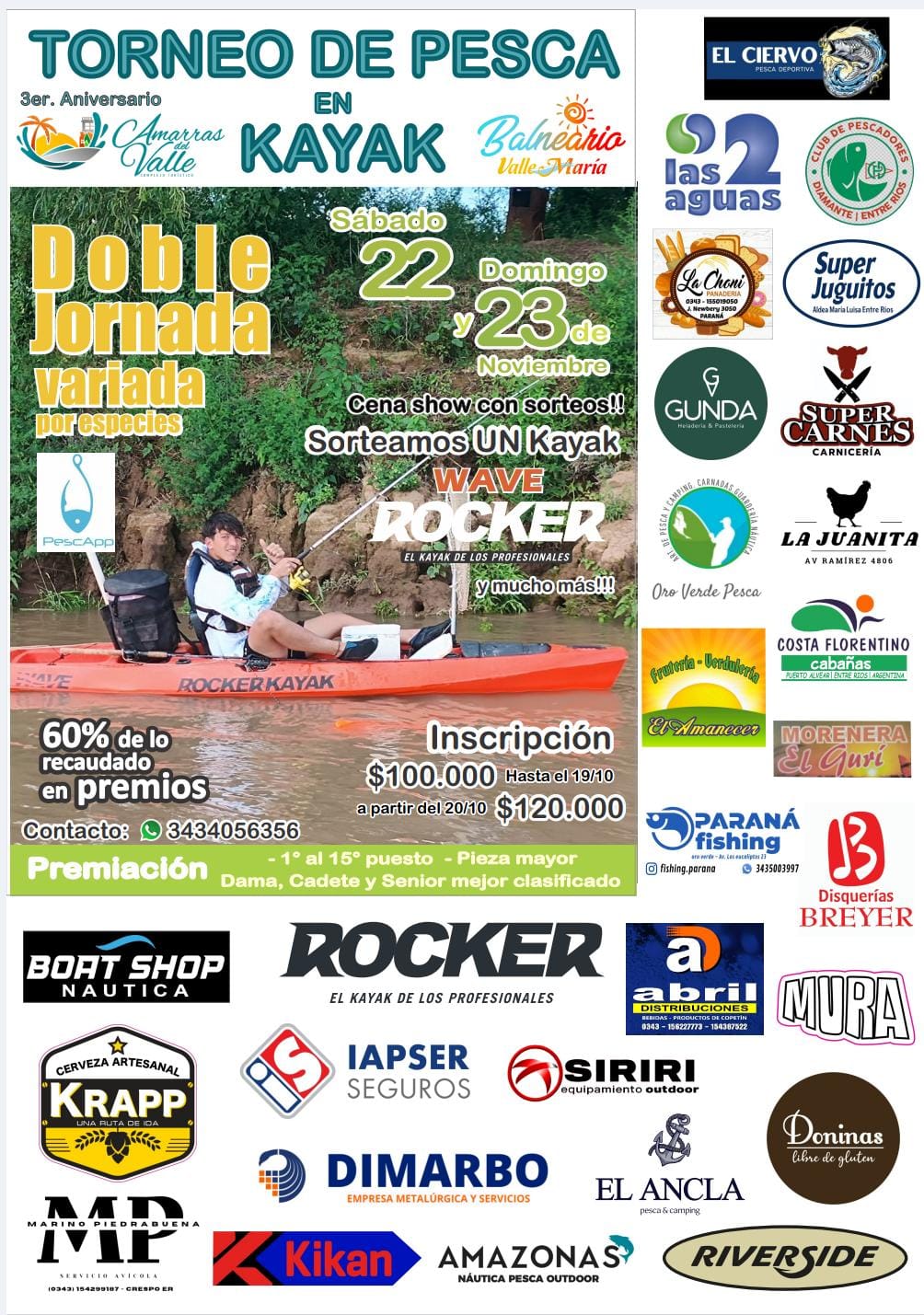 Torneo de Pesca en Kayak en el Balneario de Valle María