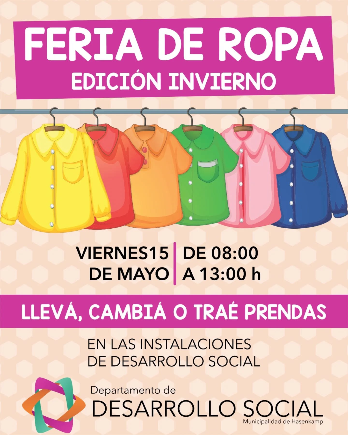 Hasenkamp: Feria de ropa en Desarrollo Social del Municipio