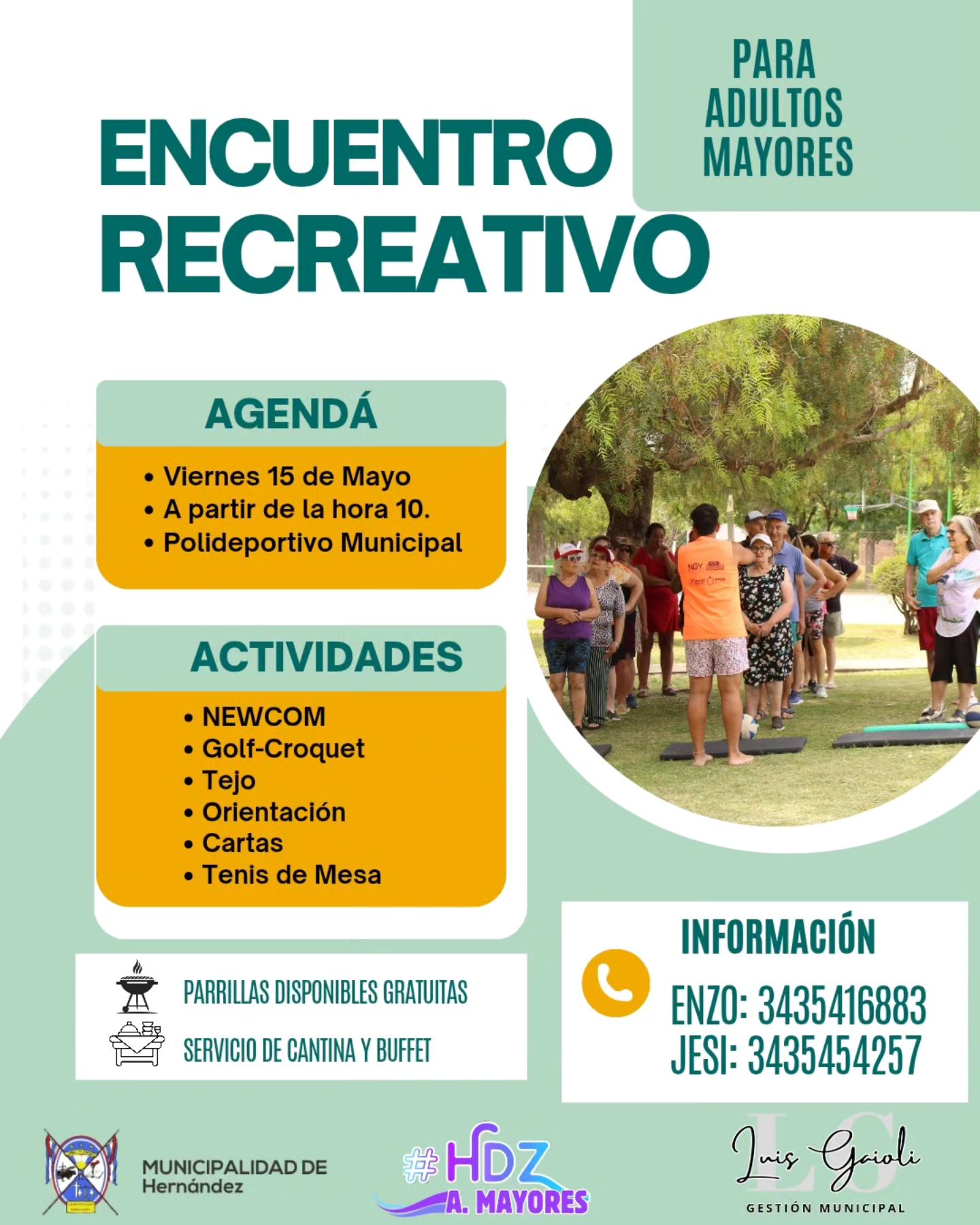 Encuentro recreativo para adultos mayores en Hernández