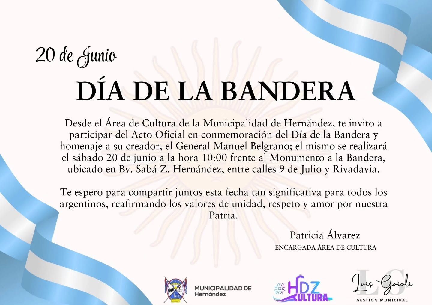Acto por el Día de la Bandera en Hernández