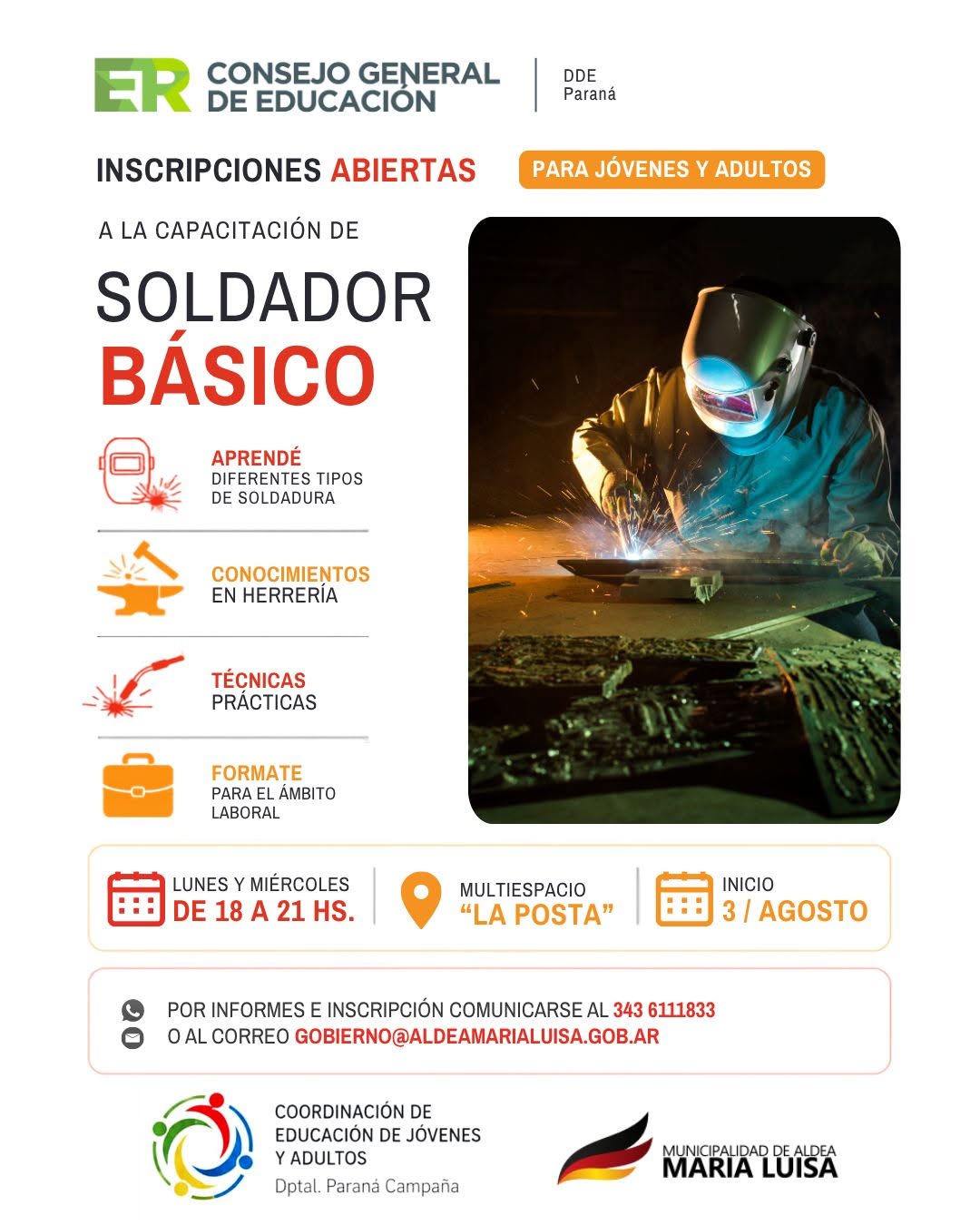 Inscripciones abiertas para nuevas capacitaciones en Aldea María Luisa