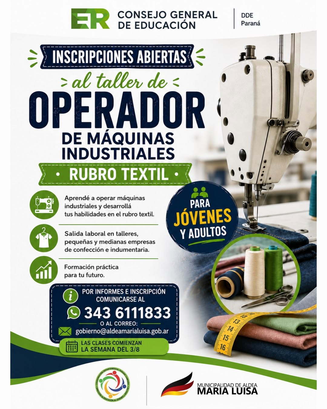 Inscripciones abiertas para nuevas capacitaciones en María Luisa