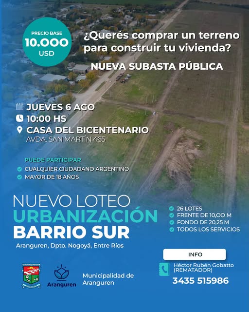 Nueva subasta pública de terrenos en Aranguren