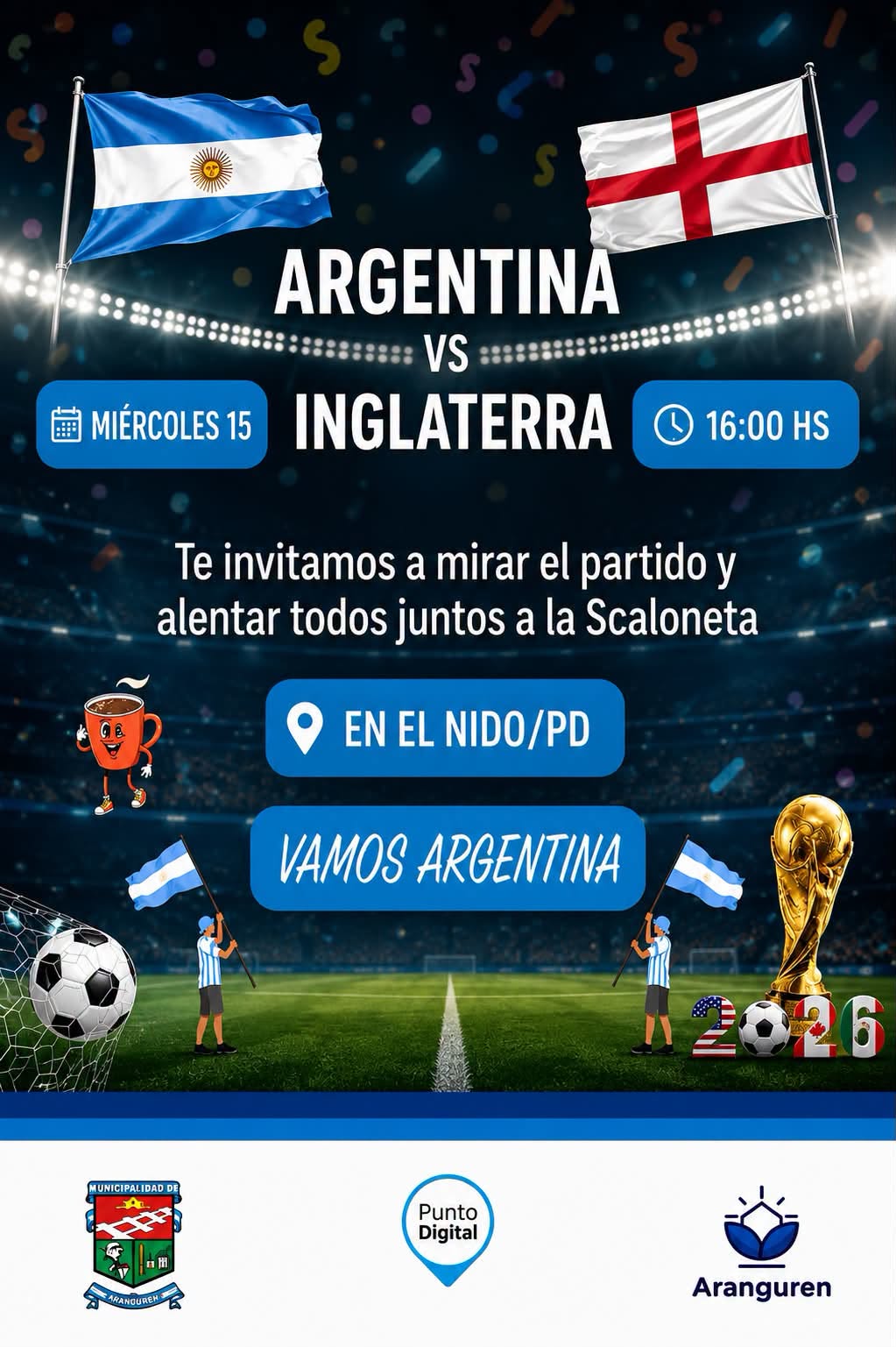 Aranguren: todos al NIDO a alentar a la Argentina