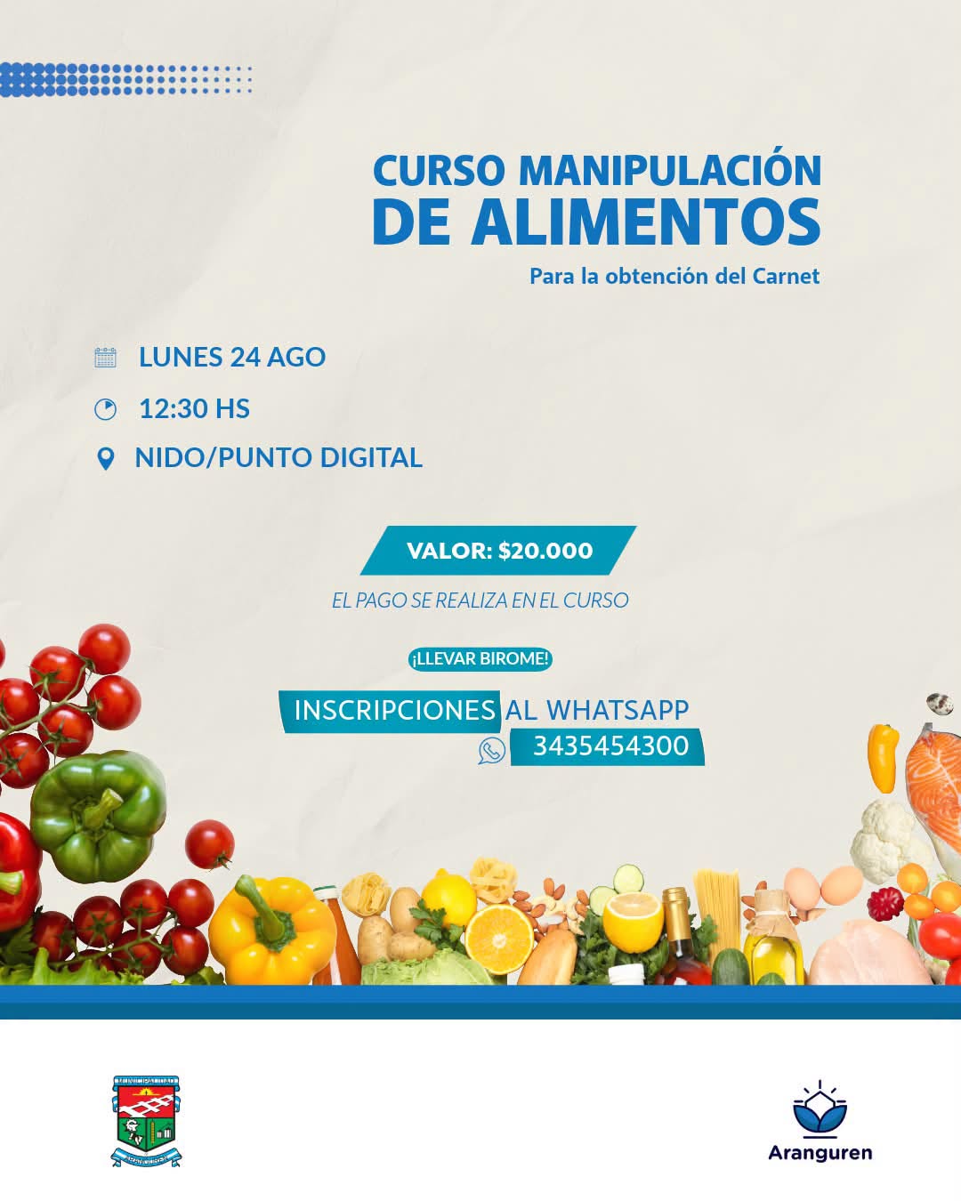 Curso de manipulación de alimentos para la obtención del carnet en Aranguren