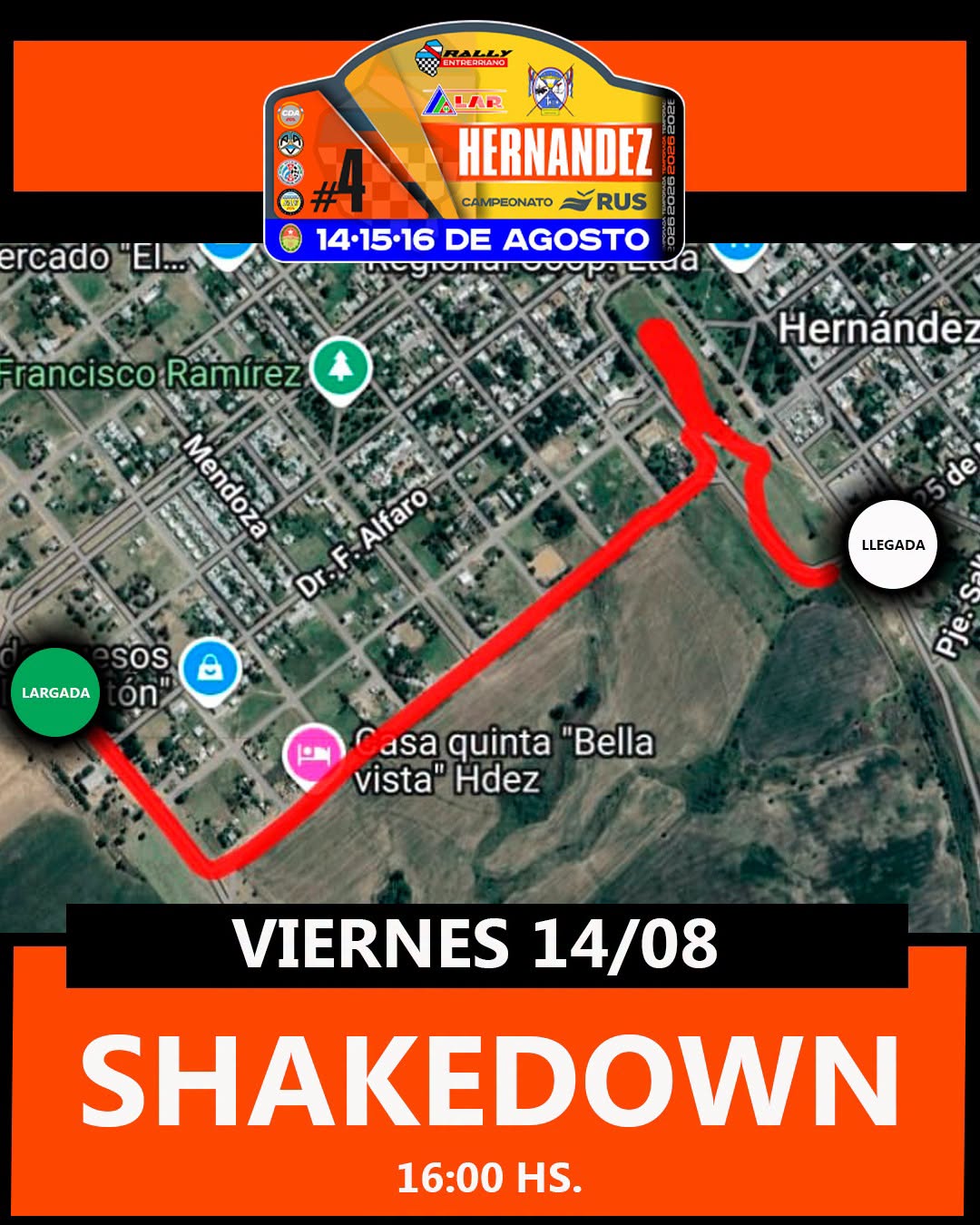 Así serán las pruebas del Rally Entrerriano en Hernández