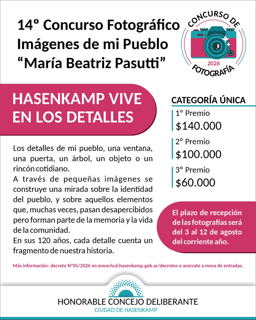 14° concurso fotográfico "Imágenes de mi pueblo" en Hasenkamp