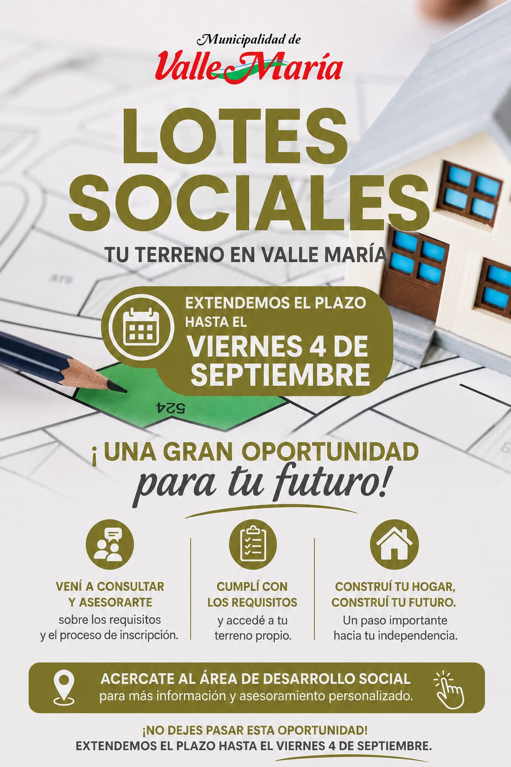Se extiende la convocatoria al registro de demanda habitacional en Valle María