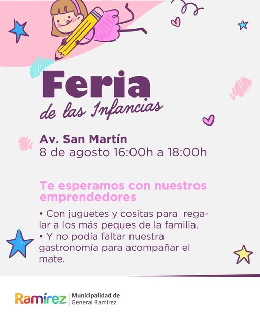 Este sábado Feria de las Infancias en Ramírez