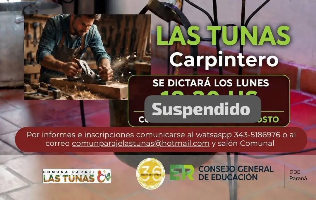 Capacitación en Carpintería Paraje Las Tunas