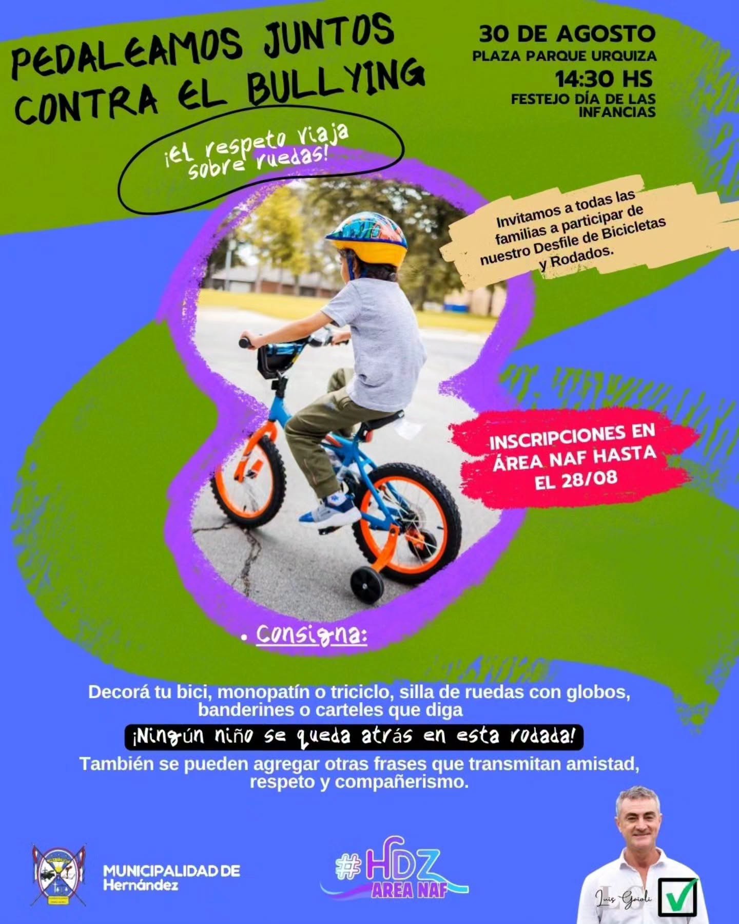 Pedalean contra el bullying en Hernández