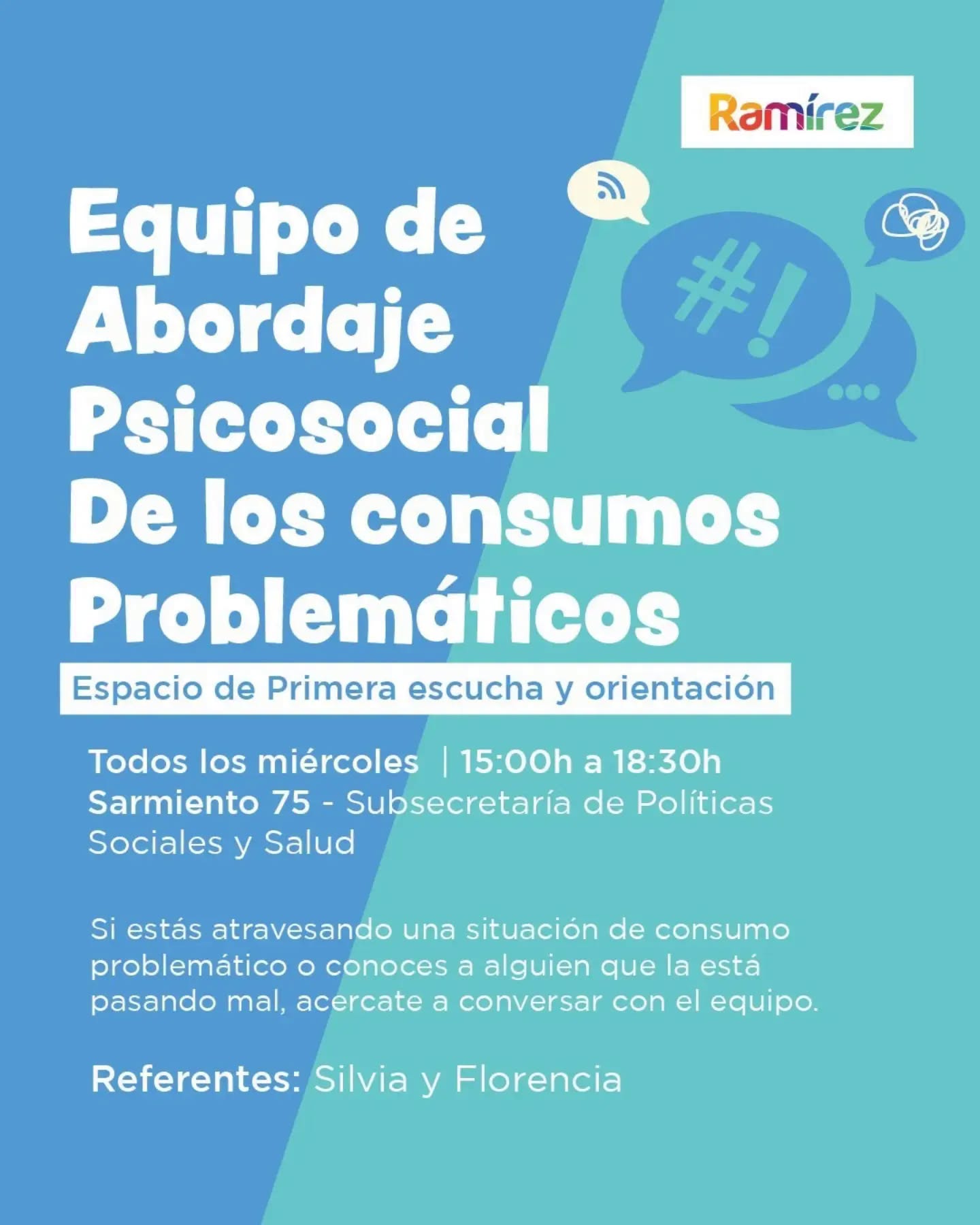 Ya funciona un espacio de primera escucha y orientación sobre consumos problemáticos en Ramírez