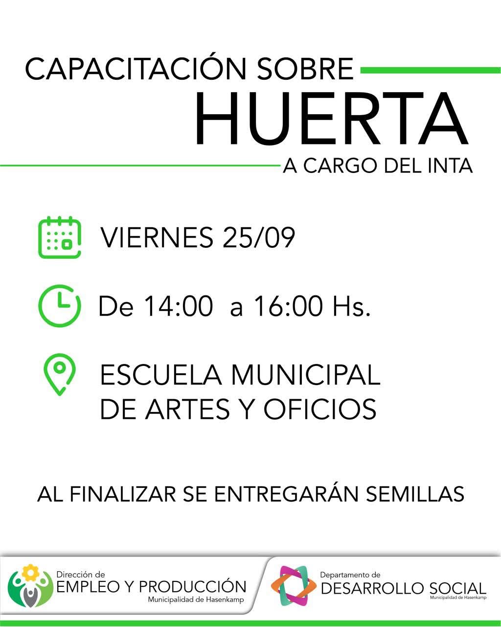 Entrega de semillas y charla del INTA en Hasenkamp