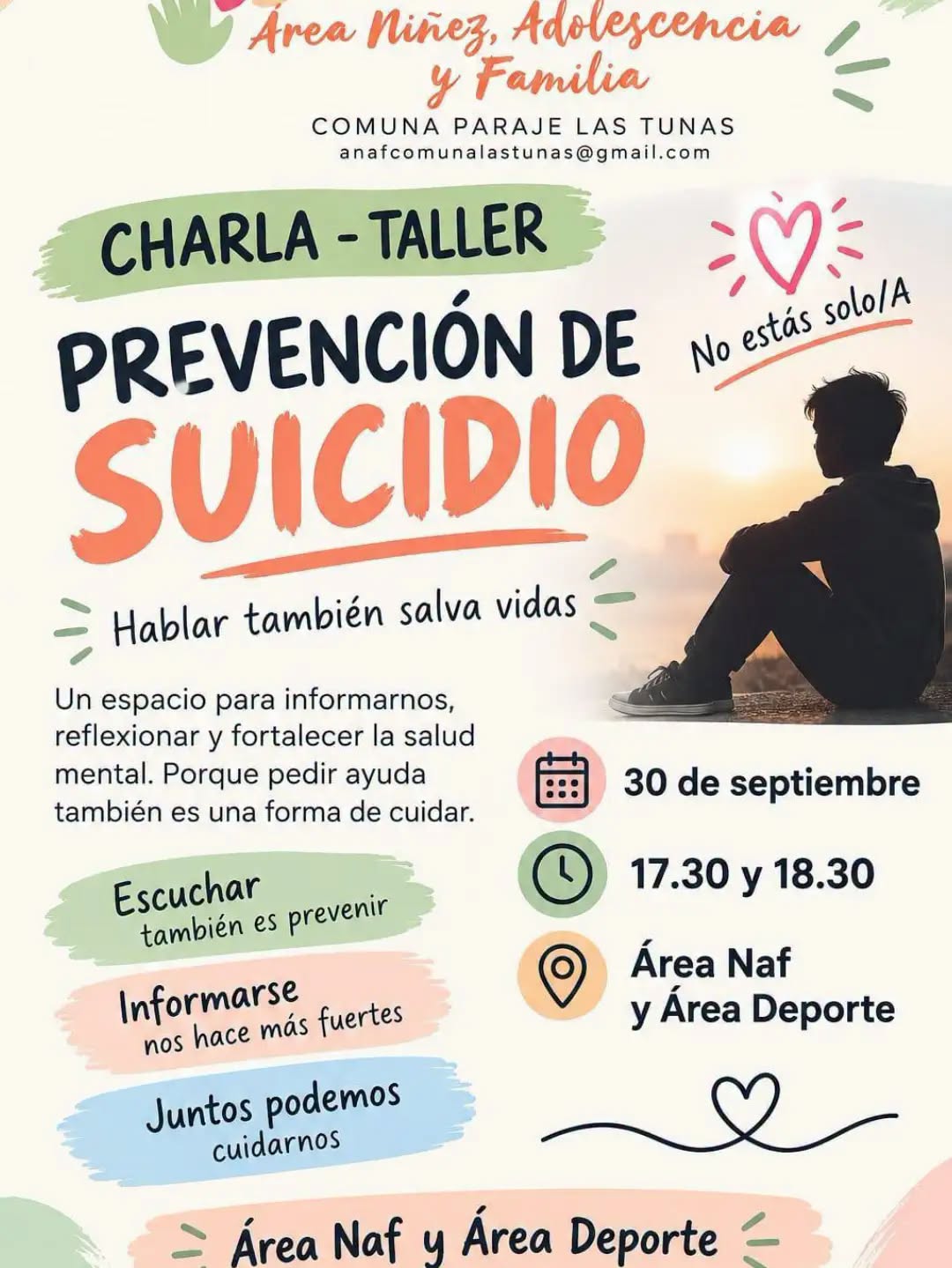 Charla Taller sobre prevención del suicidio en Paraje Las Tunas