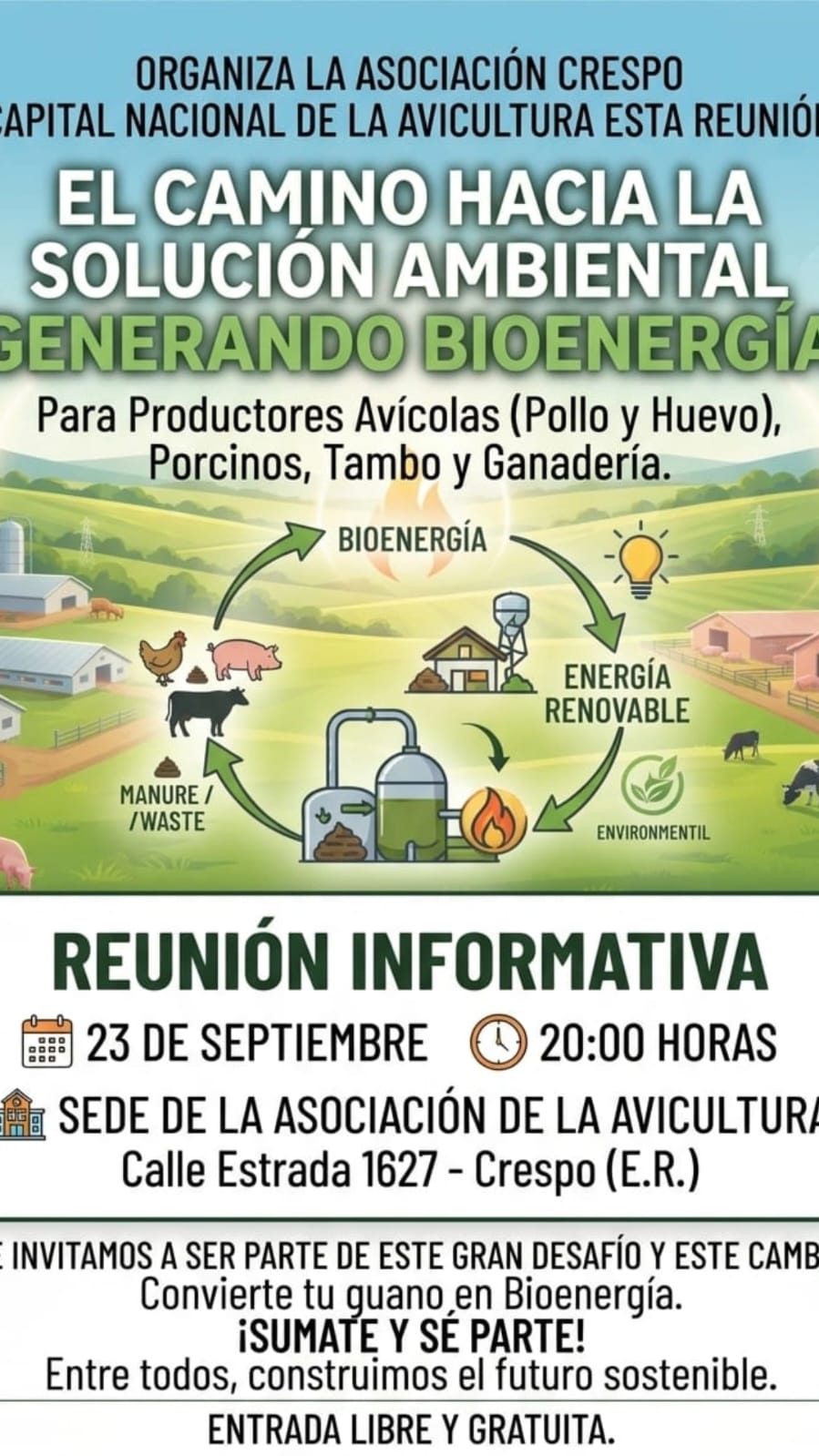 En Crespo convocan a productores a una reunión clave sobre bioenergía