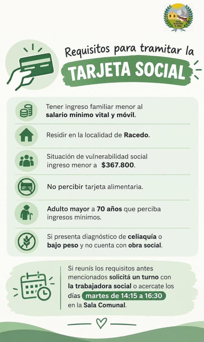 Tramitación de la Tarjeta Social en General Racedo