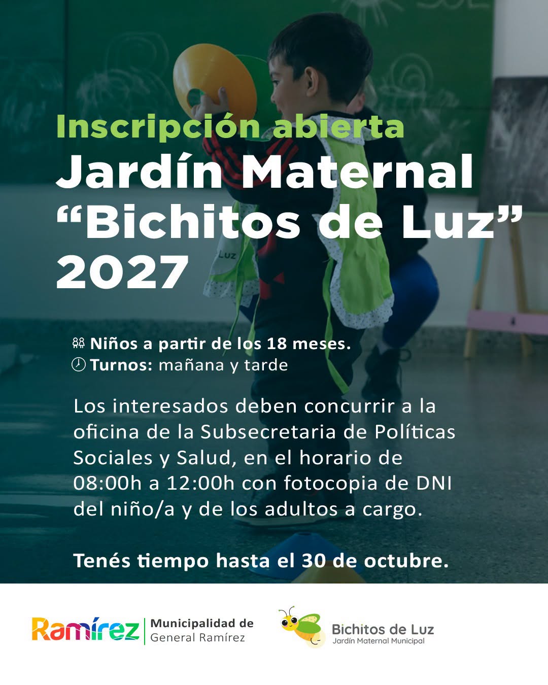 Ramírez: inscripción abierta para el Jardín Maternal Municipal “Bichitos de Luz” 2027