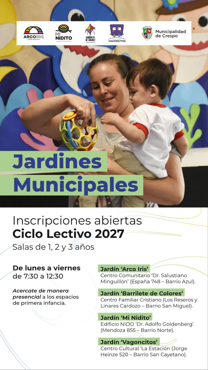 Están abiertas las inscripciones a los Jardines Municipales 2027 en Crespo